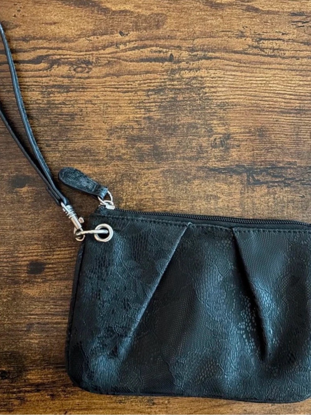 Charlotte Russe Black Textured Wristlet Clutch